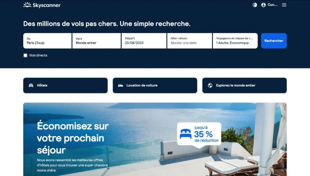 Smartphone avec une recherche de vols, comparateurs vols pas chers Google Flights Skyscanner Liligo
